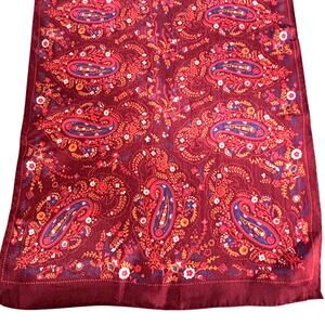 Vintage Kokoro Japan red paisley silk scarf long rectangle unique art to wear